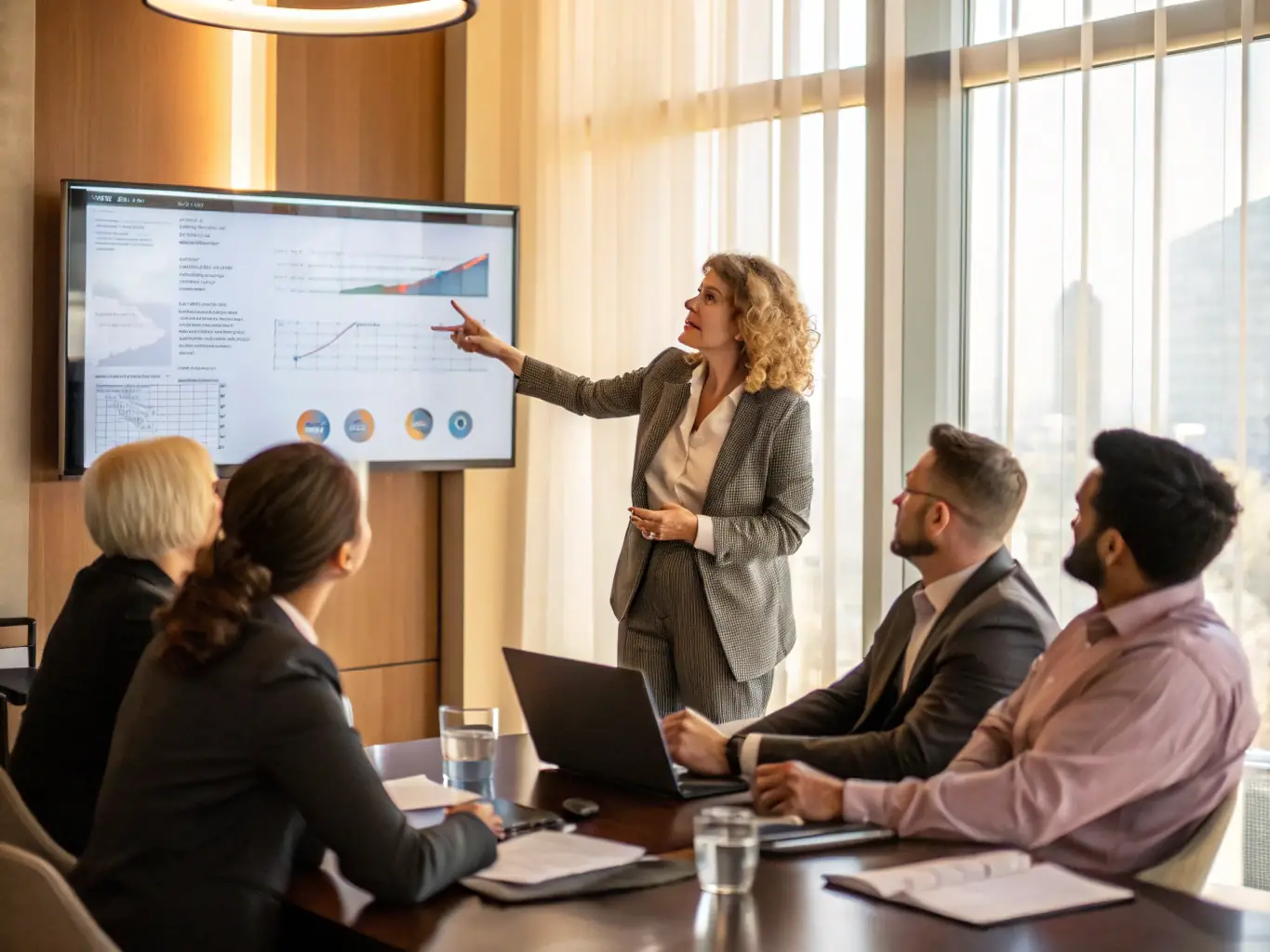 An image of a consultant presenting an IT strategy plan to a group of executives, symbolizing THRYONIXTECH LTD's IT Strategy Development service.